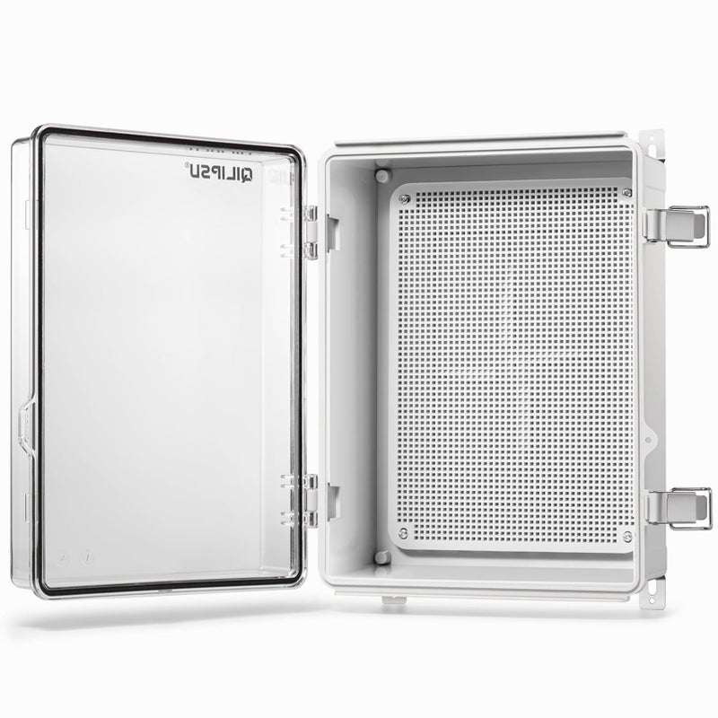 QILIPSU Outdoor WiFi Enclosure, 14.6"x10.6"x5.9" Waterproof Electrical Junction Box IP67 Clear ABS Plastic Weatherproof for Network Projects Router Control - Image 1